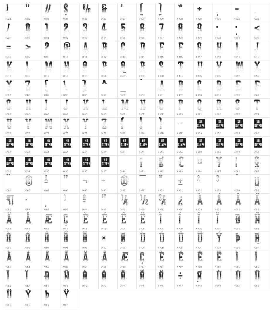 Astakhov Dished L Serif Character Map