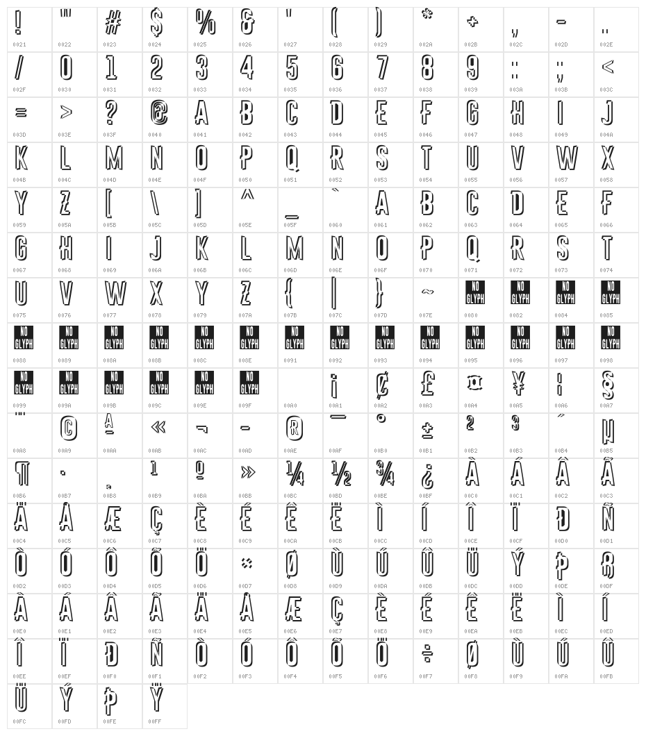 Astakhov First One Stripe S Character Map