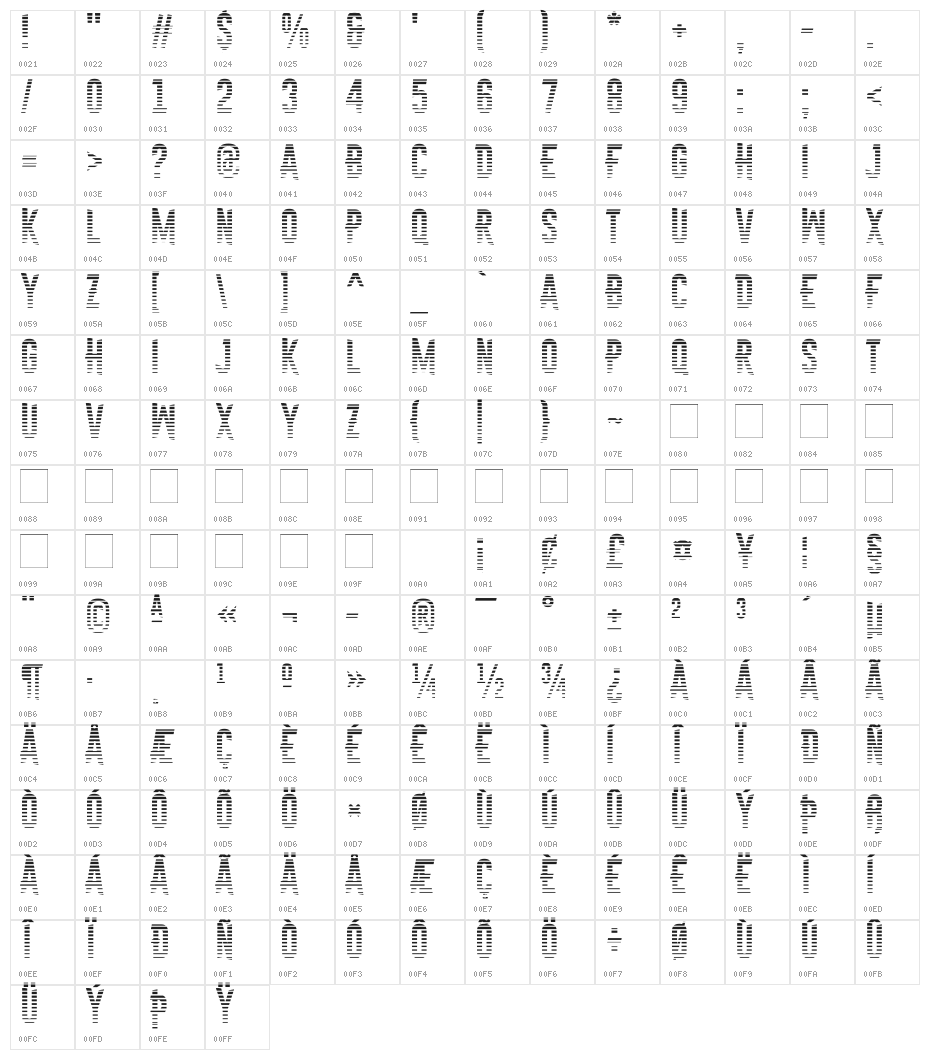 Astakhov First Two Stripes L Character Map