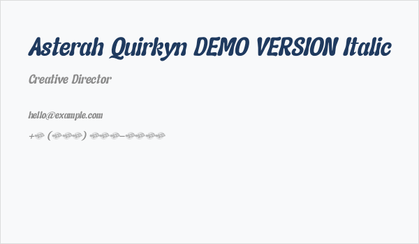 Asterah Quirkyn DEMO VERSION Italic Business Card