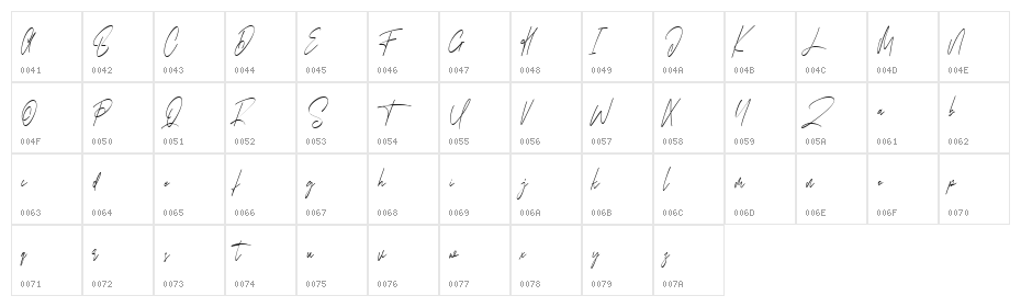 Asterica Free Font Character Map