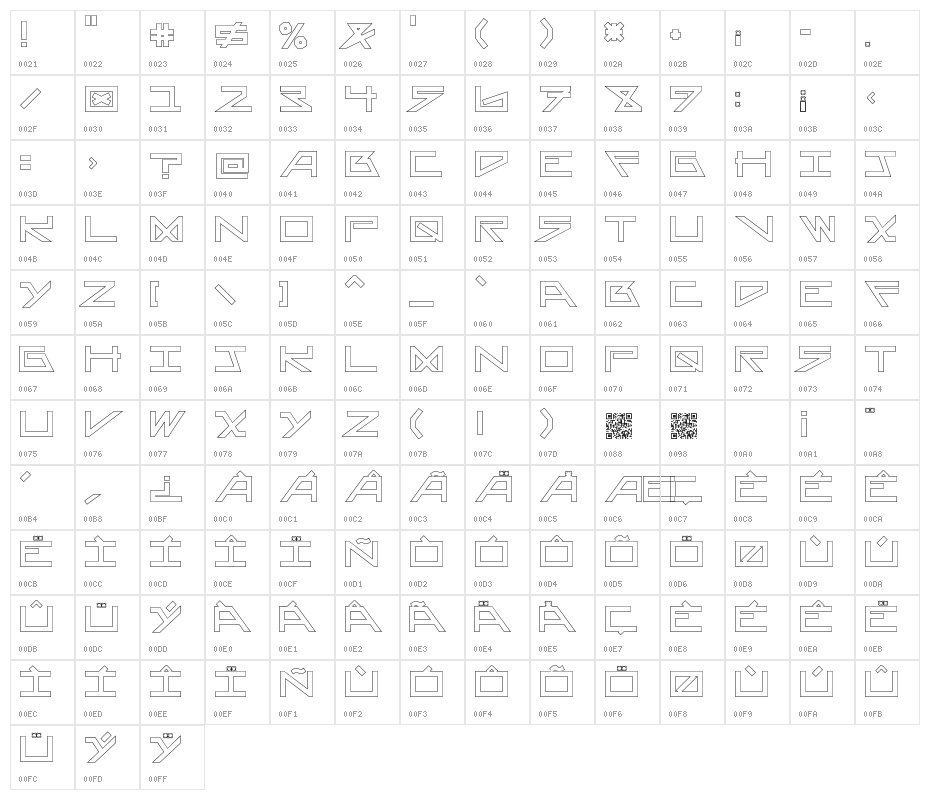 AsteriskHollowBold Character Map
