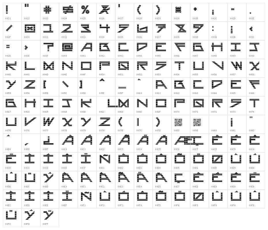 AsteriskLines Character Map