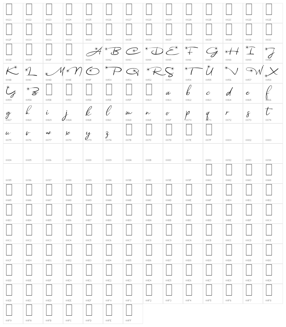 Astoria Demo Regular Character Map