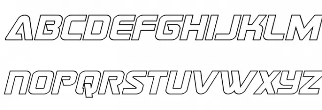 Astro Armada Outline Italic Schriftart Kleinbuchstaben