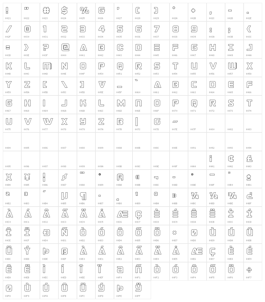 Astro Armada Outline Character Map