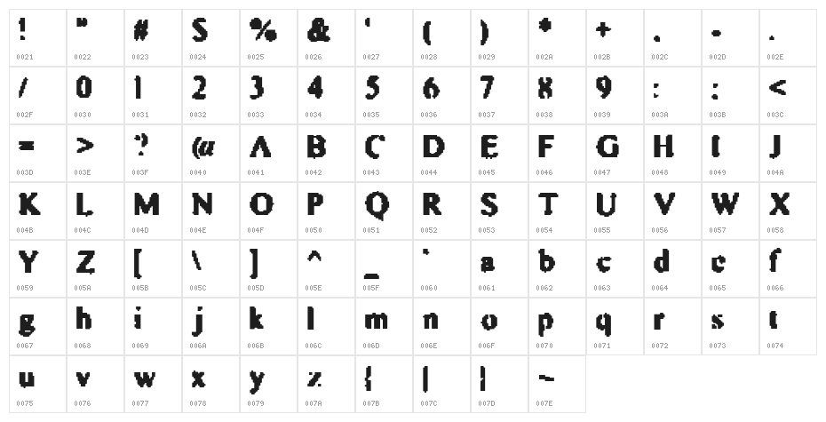 Astro Creep Character Map
