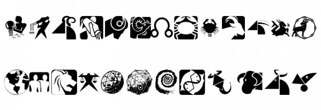 AstroSymbolsThree Шрифта ВЕРХНИЙ