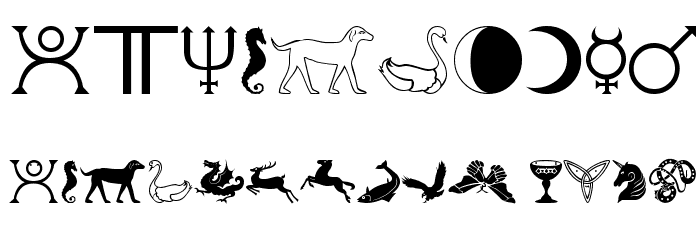 AstrologyCelticSymbols Font Alte caractere