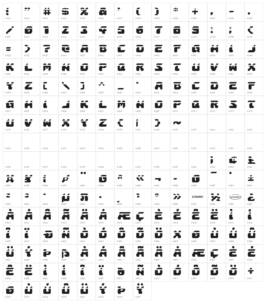 Astropolis Laser Character Map