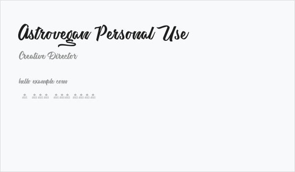 Astrovegan Personal Use  Business Card