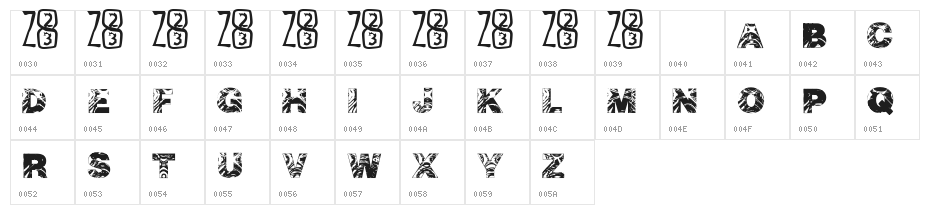 Asunder by ZONE23 Character Map