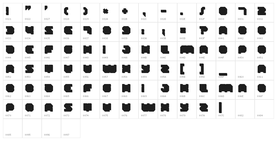 ATRON*BLOCK*FILL Character Map