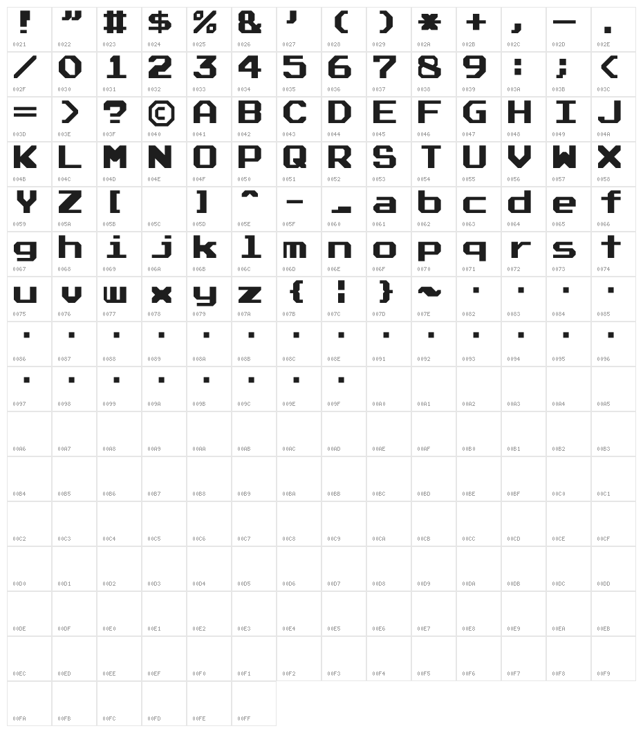 Atari Font Full Version Character Map