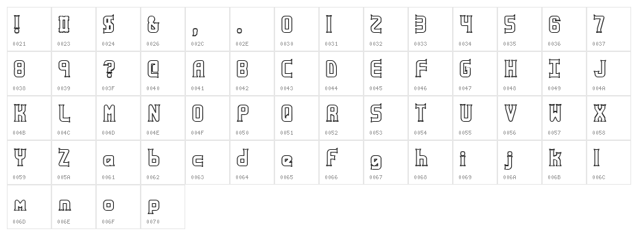 Ataxia Outline [BRK] Character Map