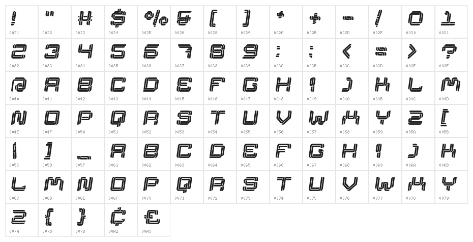 AthaarDemo-Italic Character Map