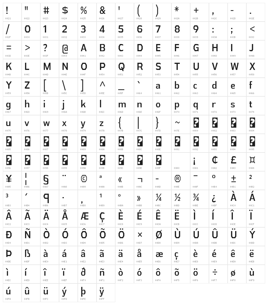 AthabascaCdRg-Regular Character Map