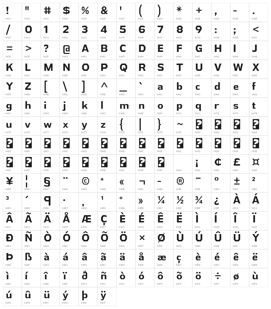 AthabascaRg-Bold Character Map