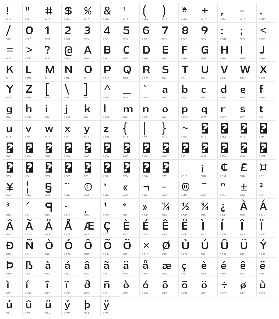 AthabascaRg-Regular Character Map