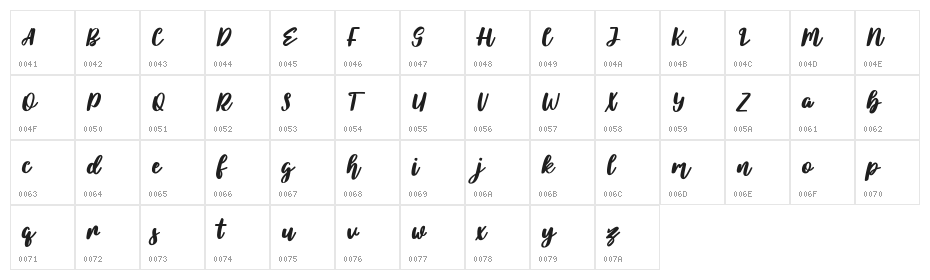 Atherist Free Regular Character Map