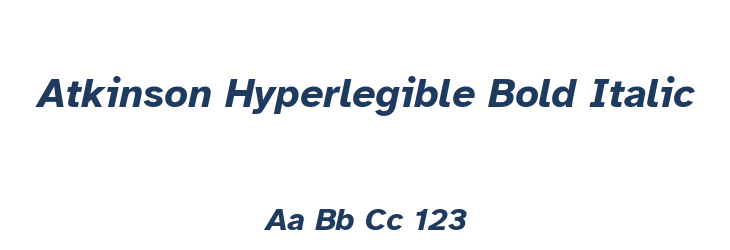 Atkinson Hyperlegible Bold Italic Font Preview