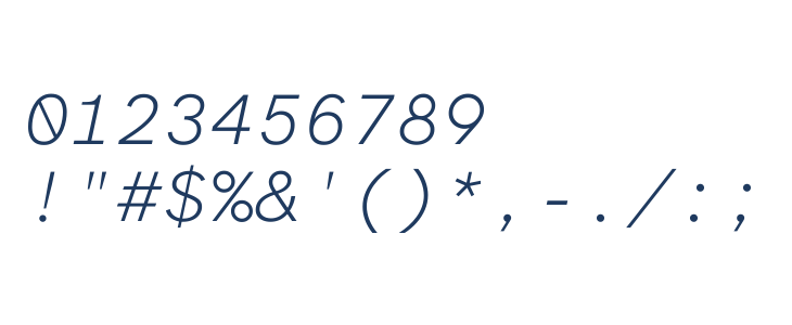 Atkinson Hyperlegible Mono ExtraLight Italic Other Characters