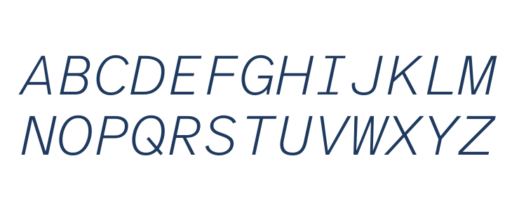 Atkinson Hyperlegible Mono ExtraLight Italic Uppercase