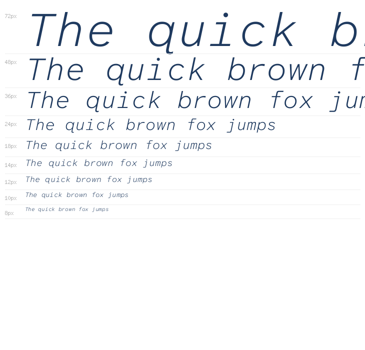 Atkinson Hyperlegible Mono ExtraLight Italic Waterfall