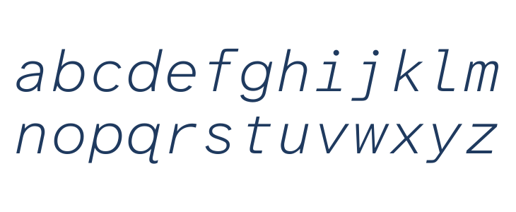 Atkinson Hyperlegible Mono ExtraLight Italic Lowercase
