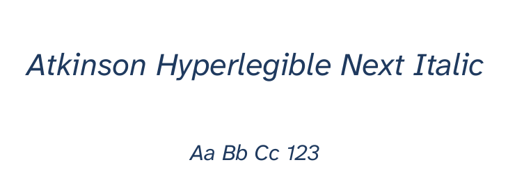 Atkinson Hyperlegible Next Italic Font Preview