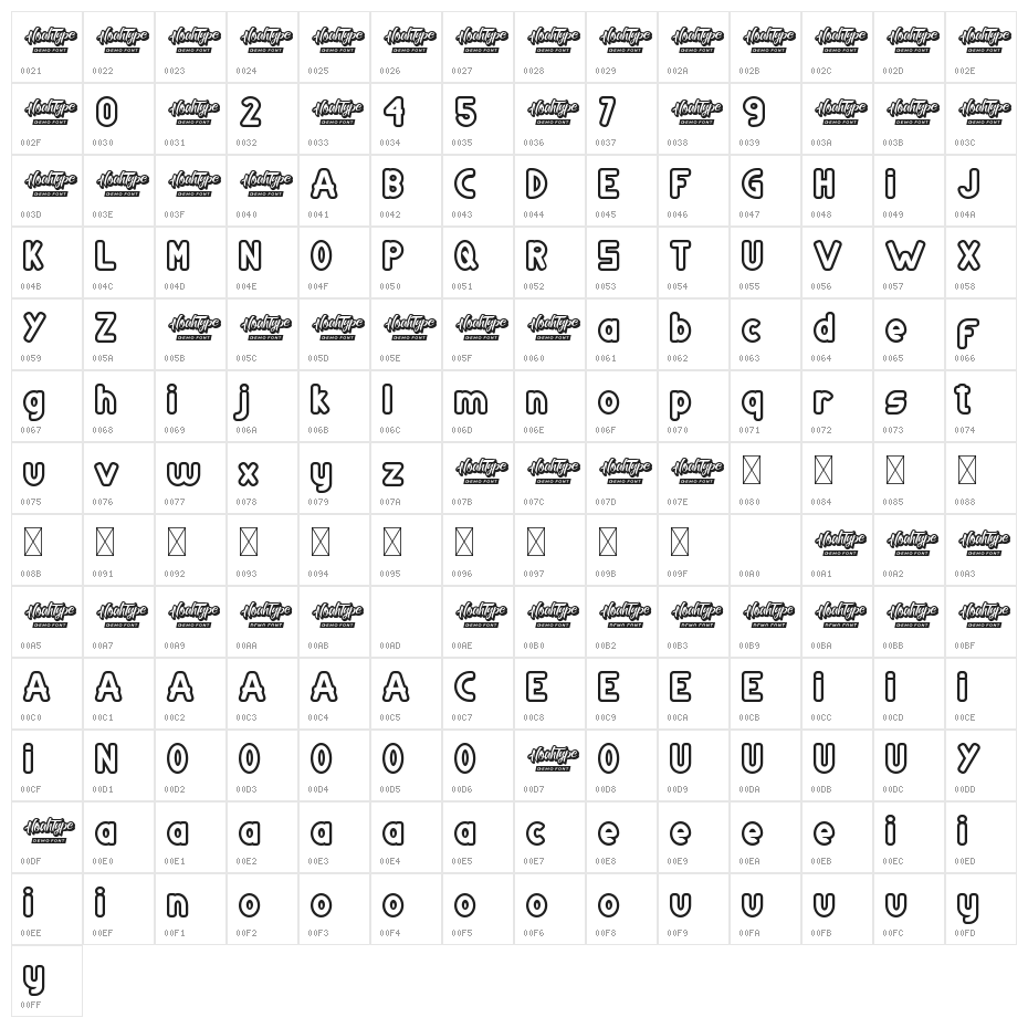 Atlanta Corner Demo Outline Character Map