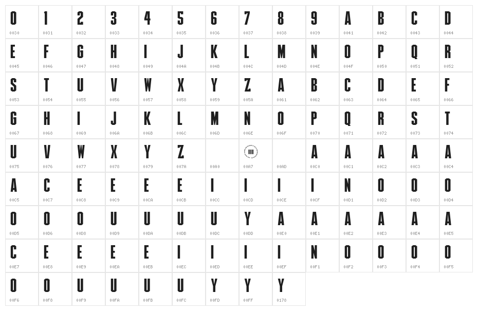 AtlanticoDemoRegular Character Map