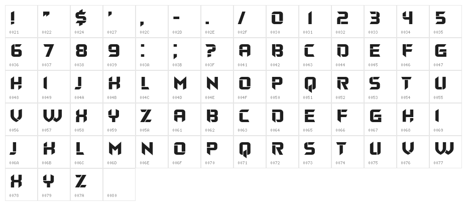 Atlas Regular Character Map