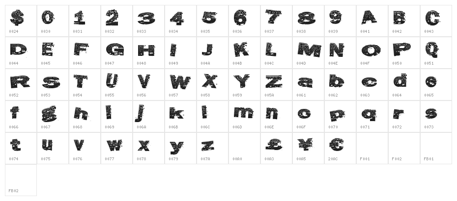 AtlasGrunge Character Map