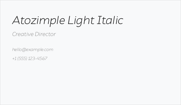 Atozimple Light Italic Business Card