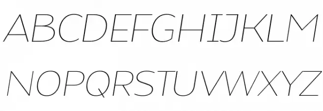 Atozimple Thin Italic Schriftart Groß