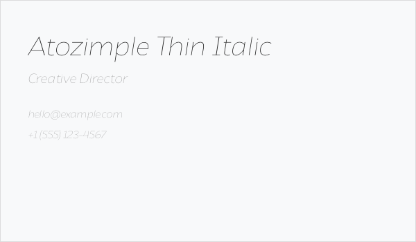 Atozimple Thin Italic Business Card