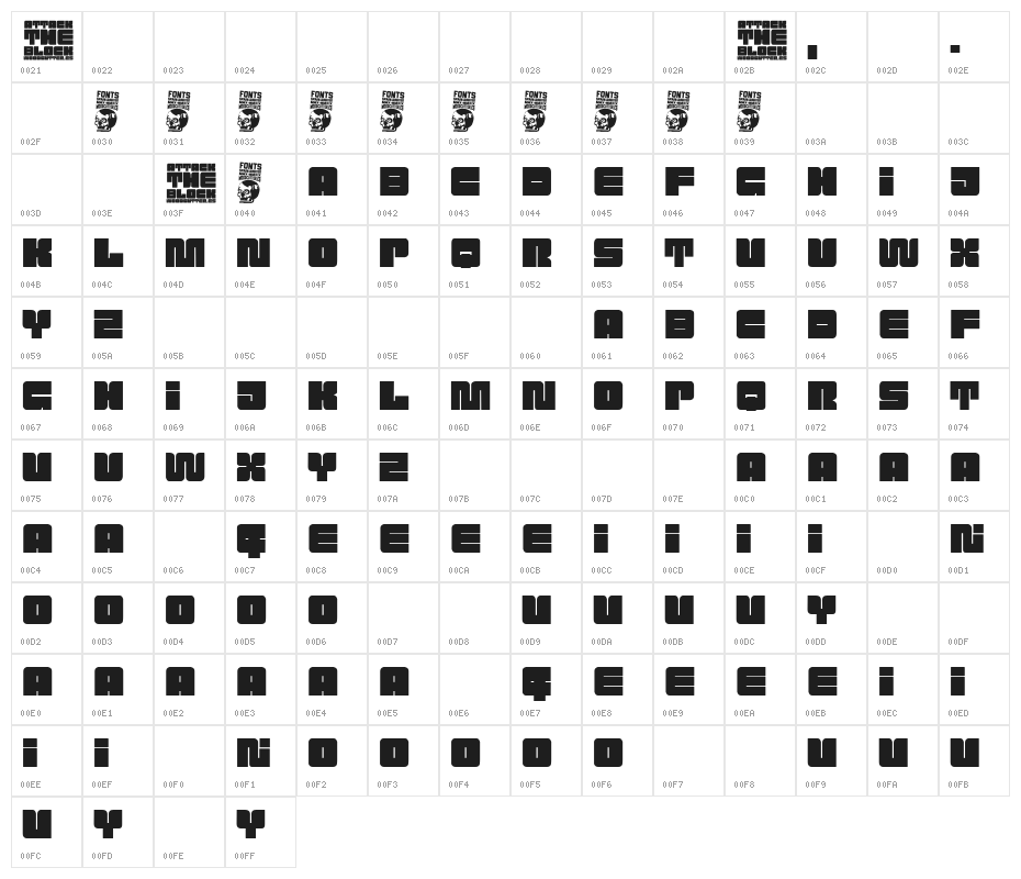 Attack the Block Character Map