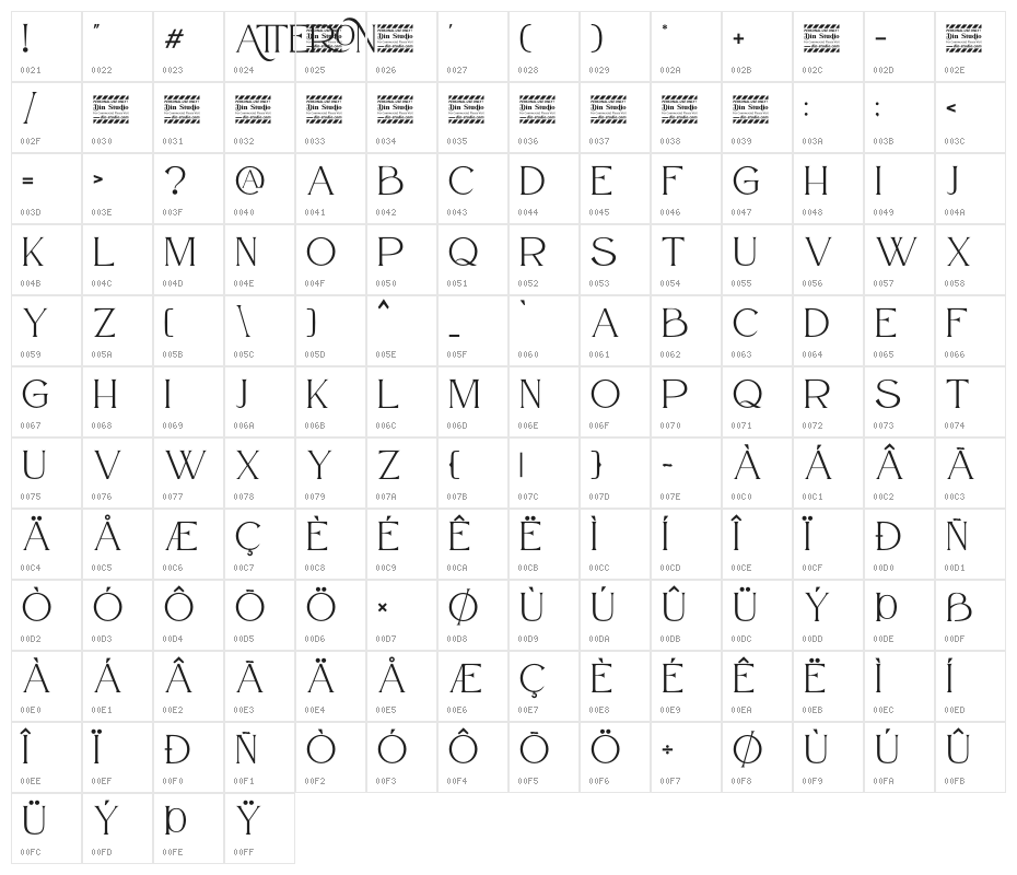 Atteron Personal Use Character Map