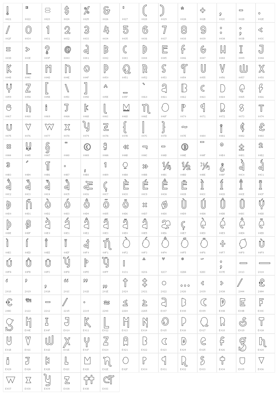 Attracted Monday Outline Character Map