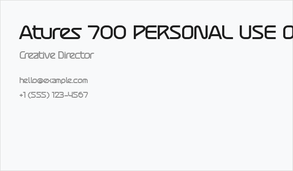 Atures 700 PERSONAL USE ONLY Business Card