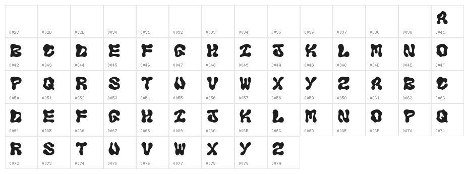 AURORA Regular Character Map