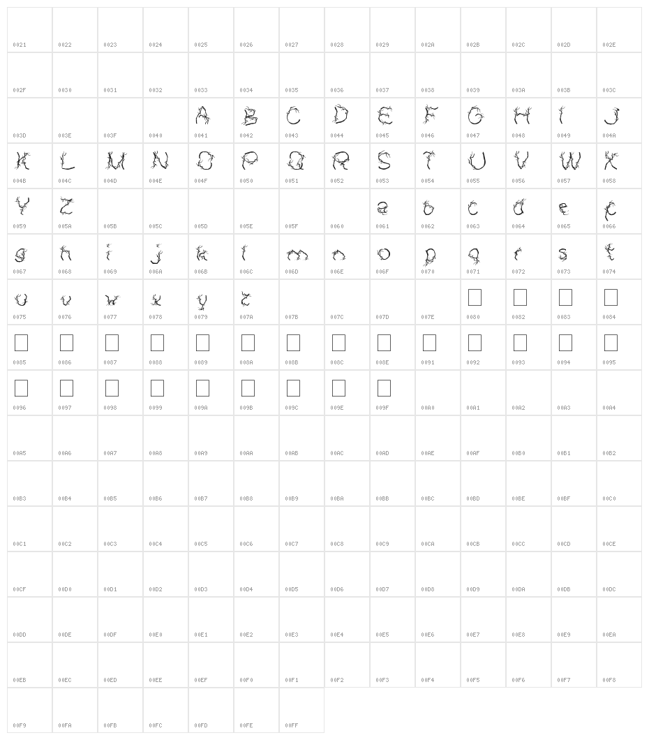 AUTUMN Character Map