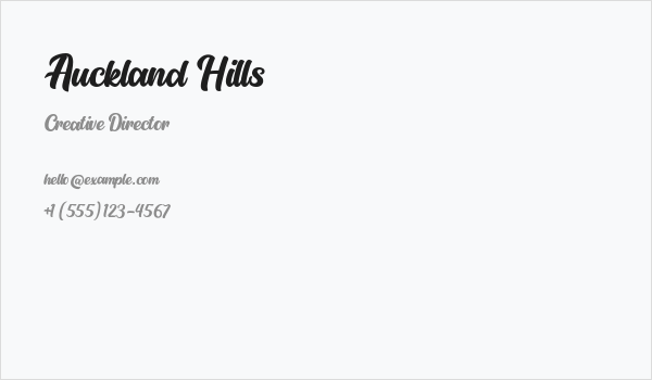Auckland Hills Business Card