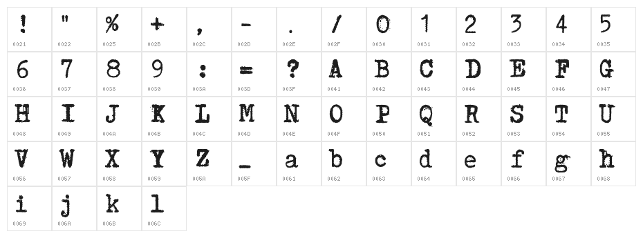 Aucznik 1303 Character Map