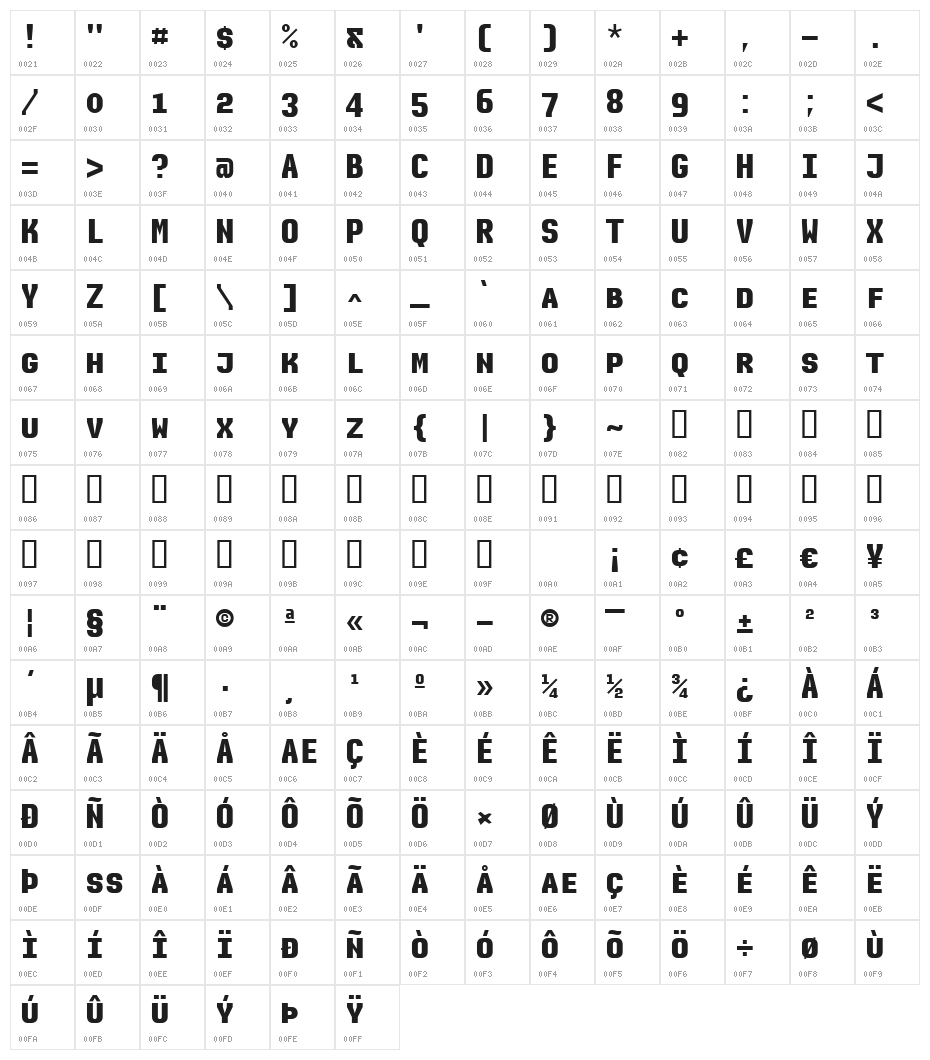 Audimat Mono SmallCapsBold Character Map
