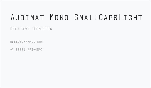 Audimat Mono SmallCapsLight Business Card