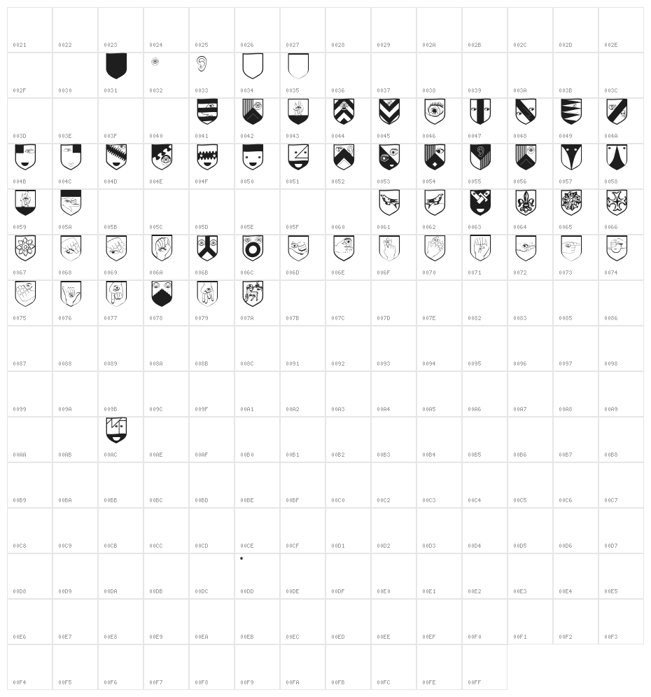 AugenWappen Character Map