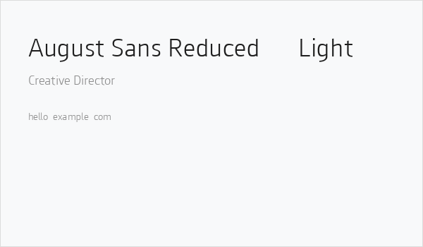 August Sans Reduced 45 Light Business Card