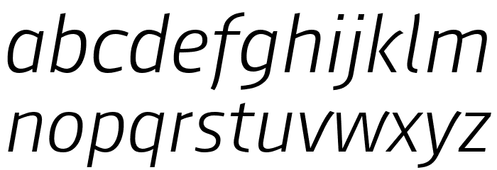 August Sans Reduced 46 Light Italic Font LOWERCASE